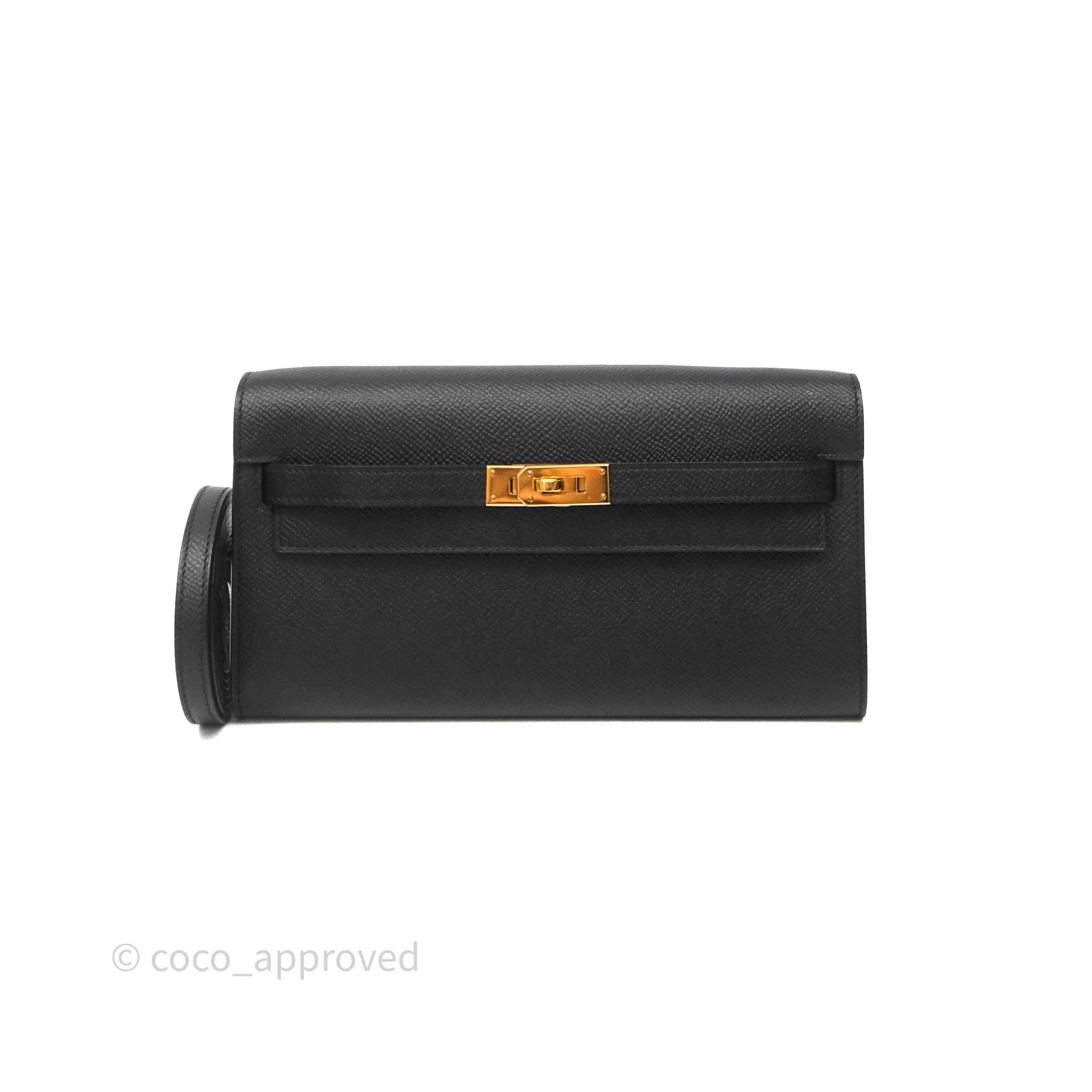 Hermès Kelly To Go Wallet Noir 89 Epsom Gold Hardware