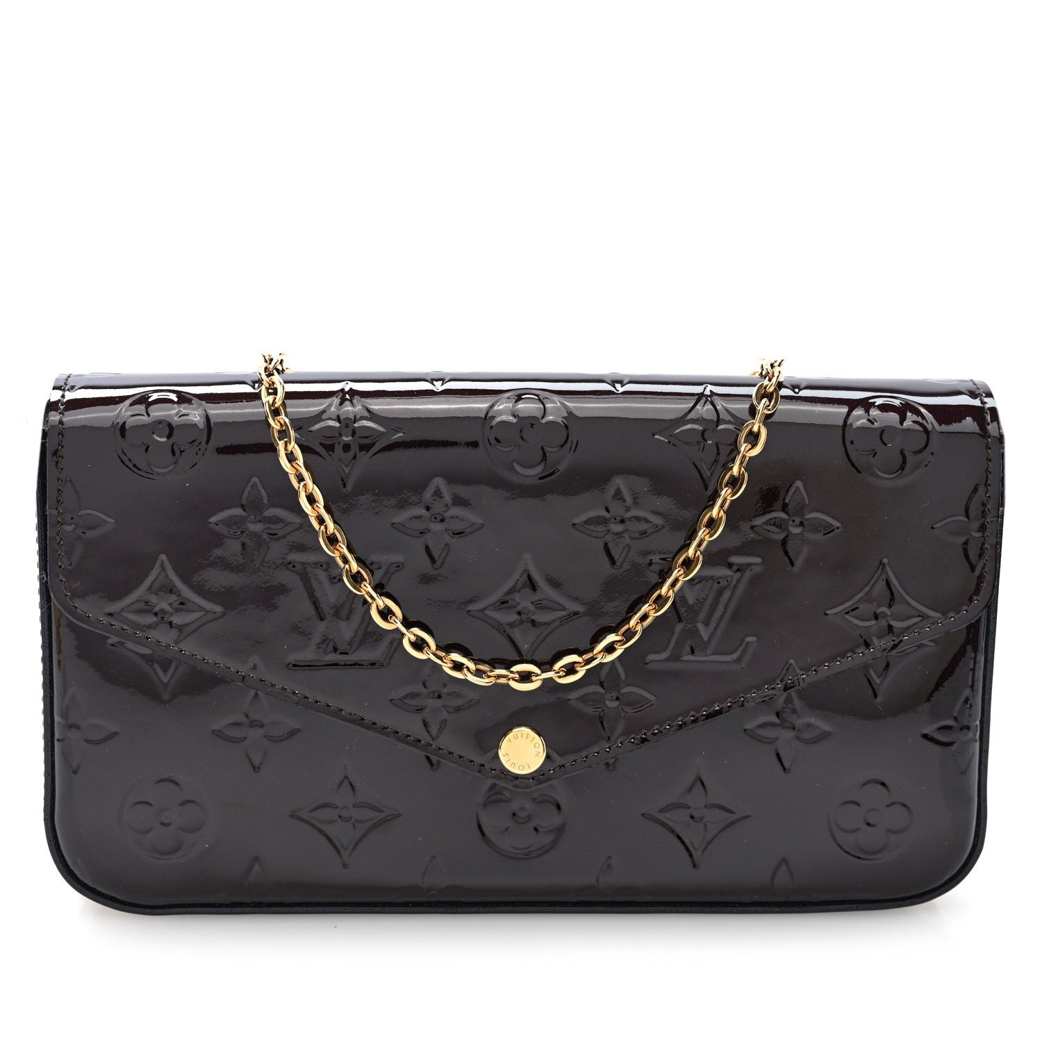 Louis Vuitton Vernis Pochette Felicie Chain Wallet Amarante