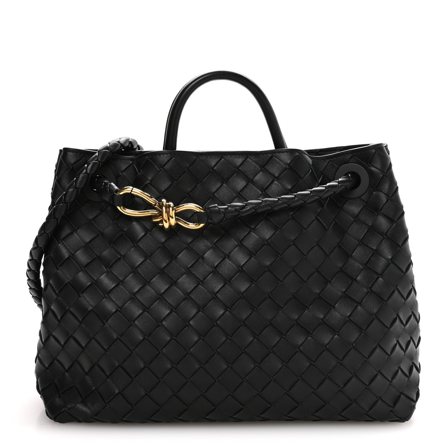Bottega Veneta Bottega Veneta Nappa Intrecciato Medium Andiamo Shoulder Bag Black