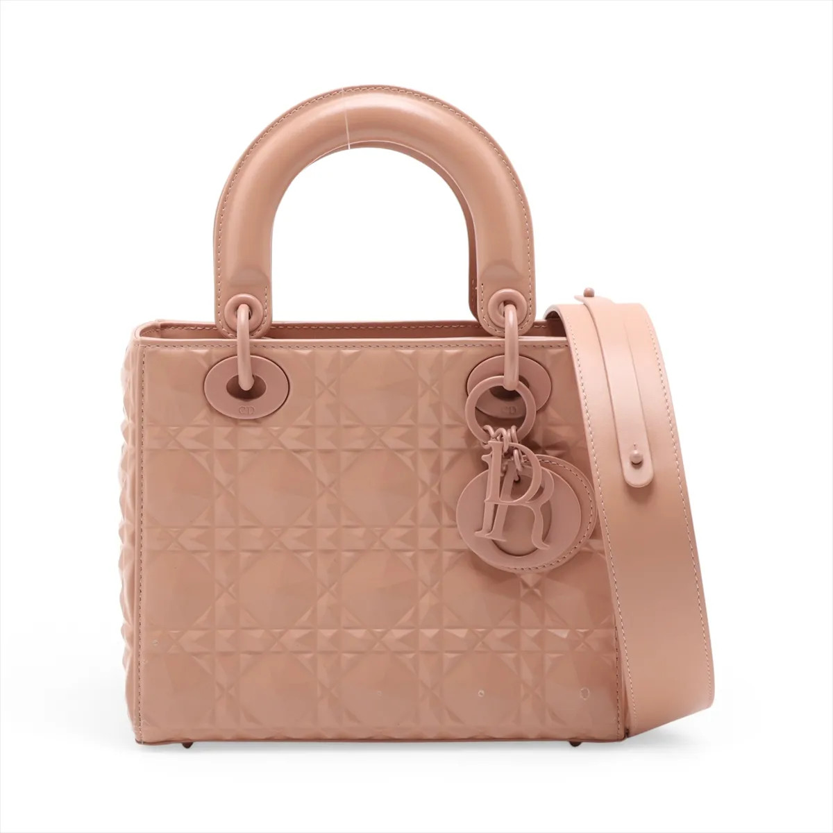 Christian Dior Diamond Cannage Leather 2 Way Handbag Beige