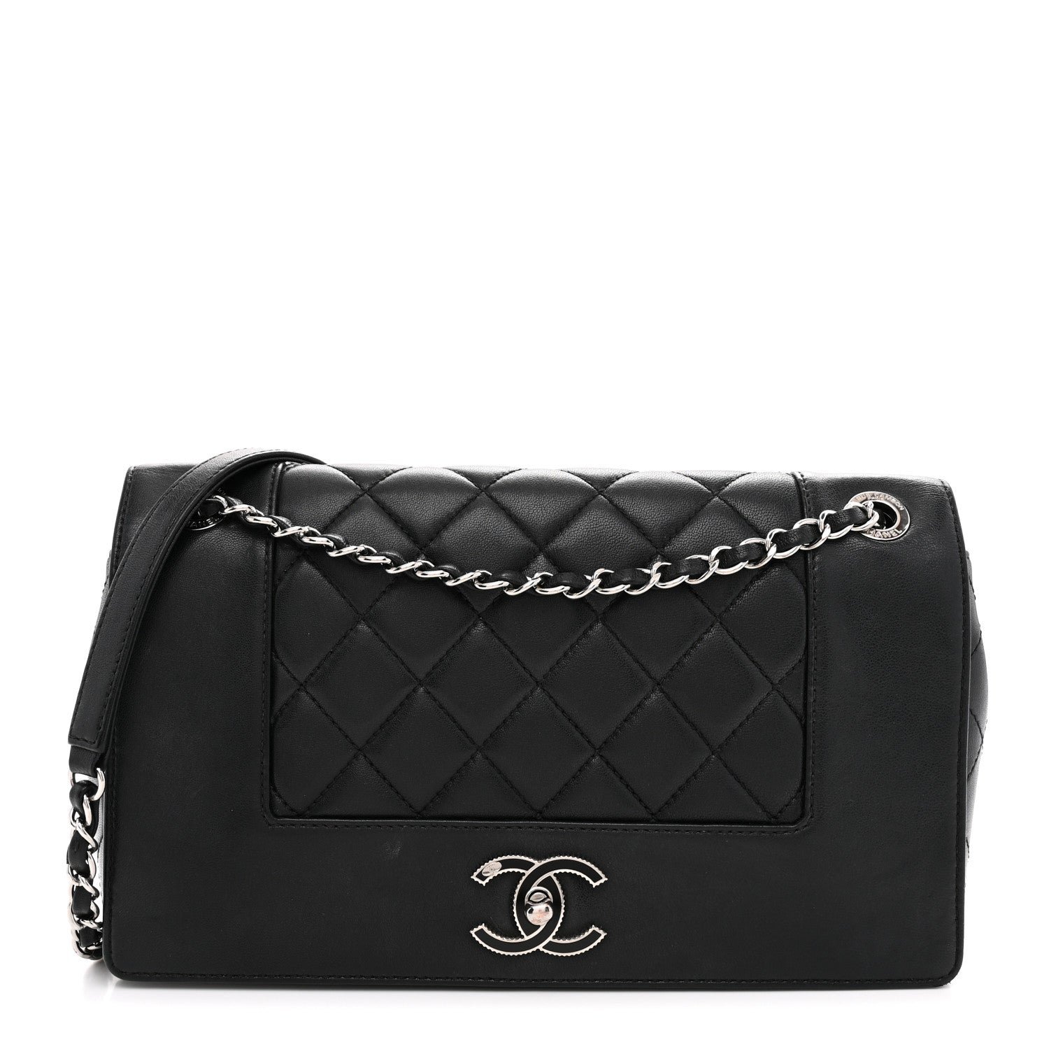 Chanel Sheepskin Quilted Vintage Mademoiselle Flap Black