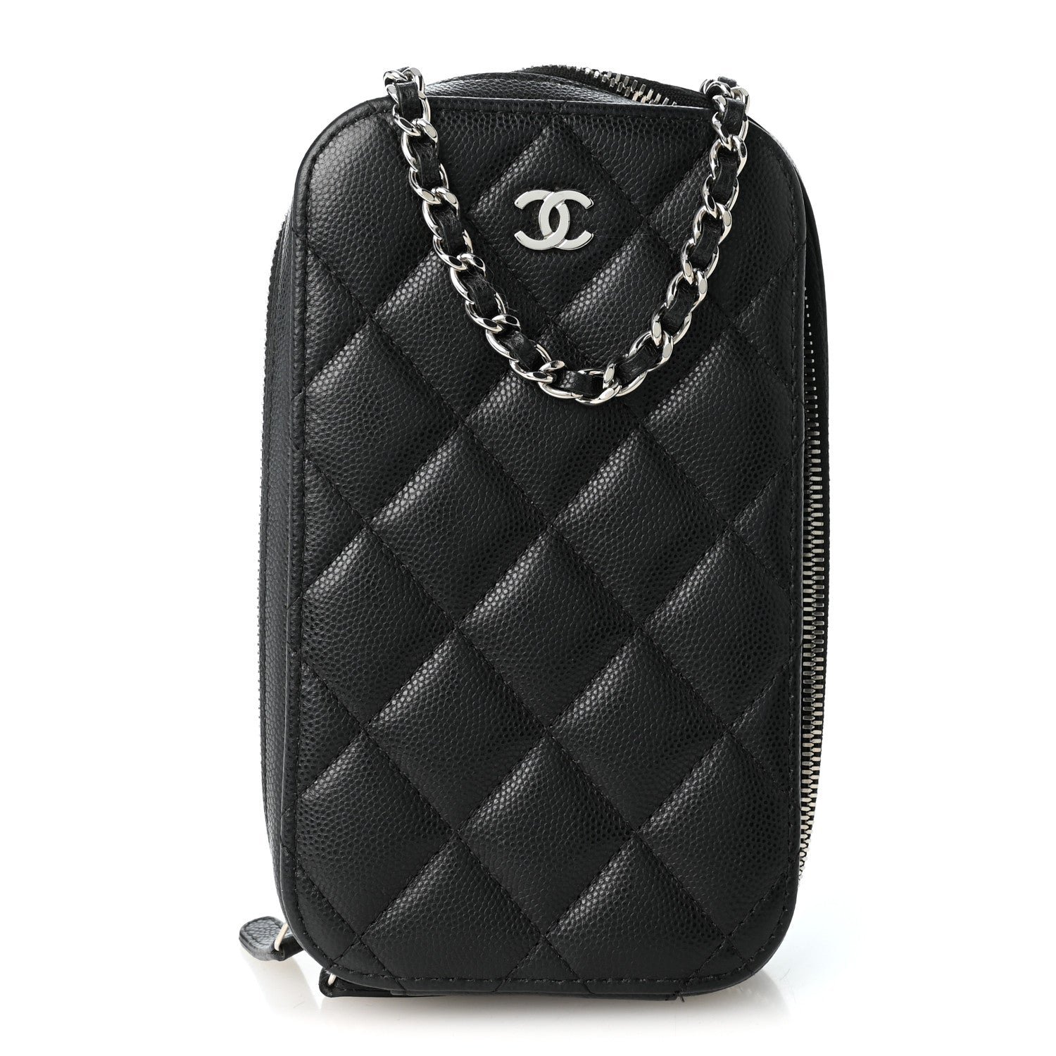 Chanel Caviar Quilted Phone Holder Wallet On Chain WOC Black