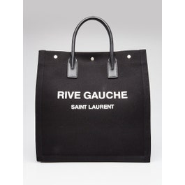 Yves Saint Laurent Black Canvas Rive Gauche North/South Tote Bag