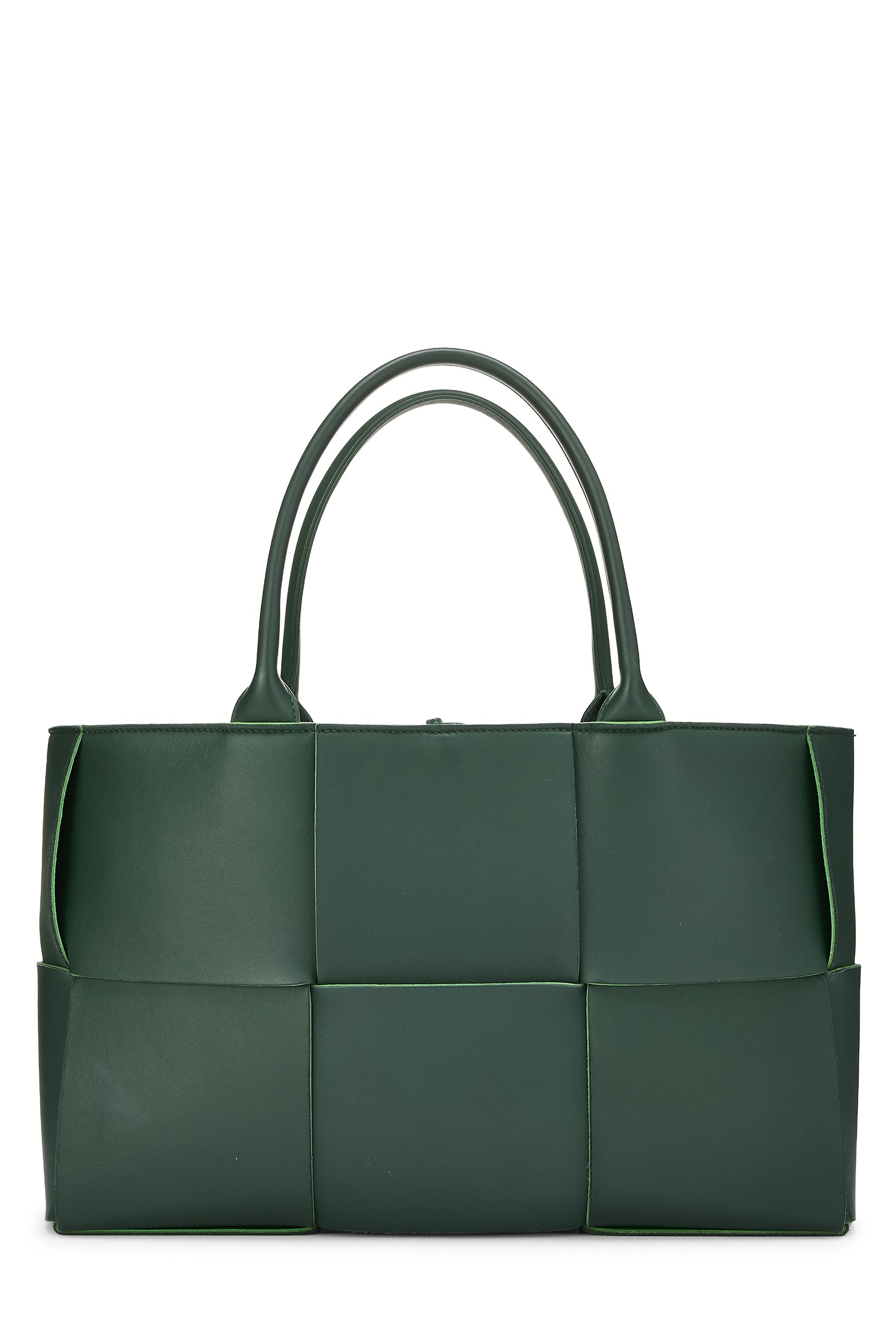 Bottega Veneta Green Calfskin Maxi Intrecciato Arco Tote Medium