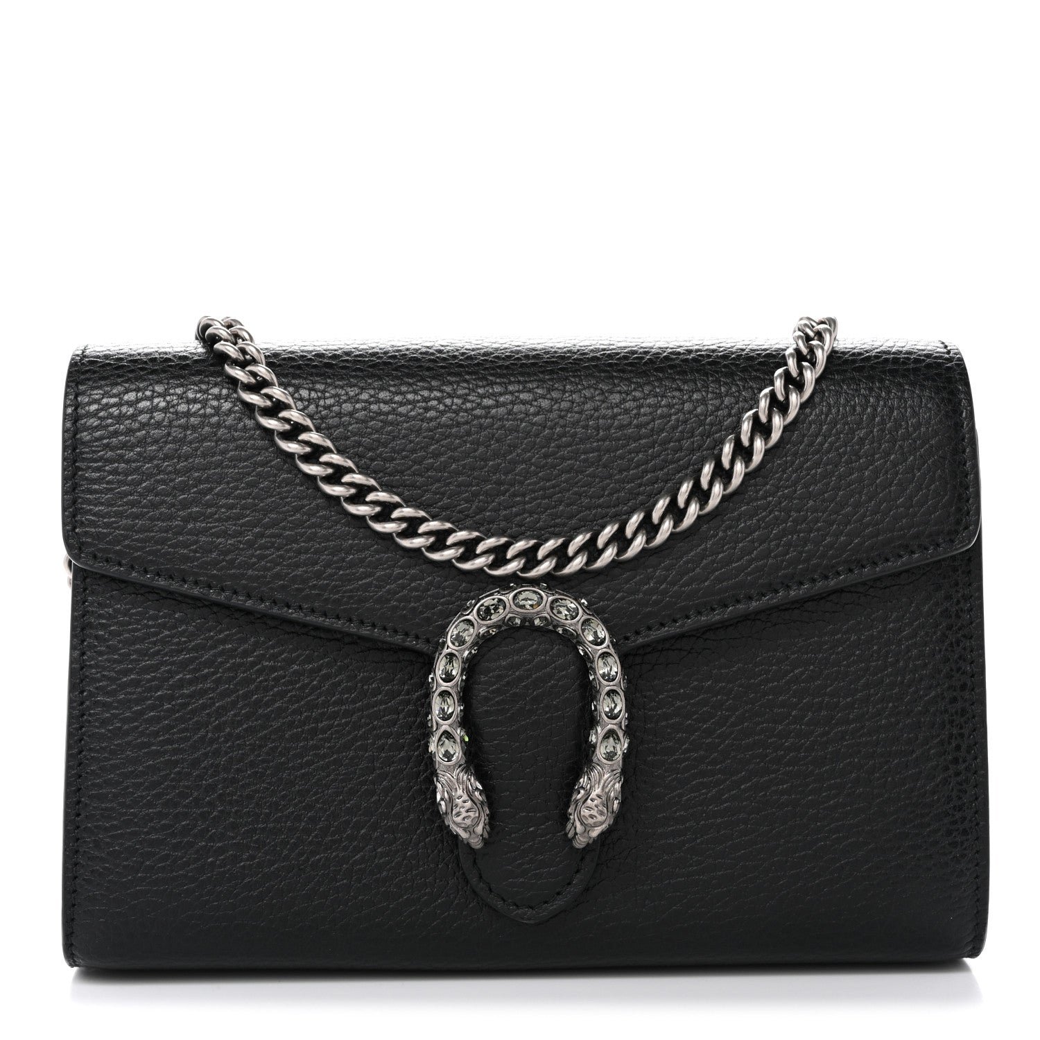 Gucci Calfskin Mini Dionysus Chain Wallet Black