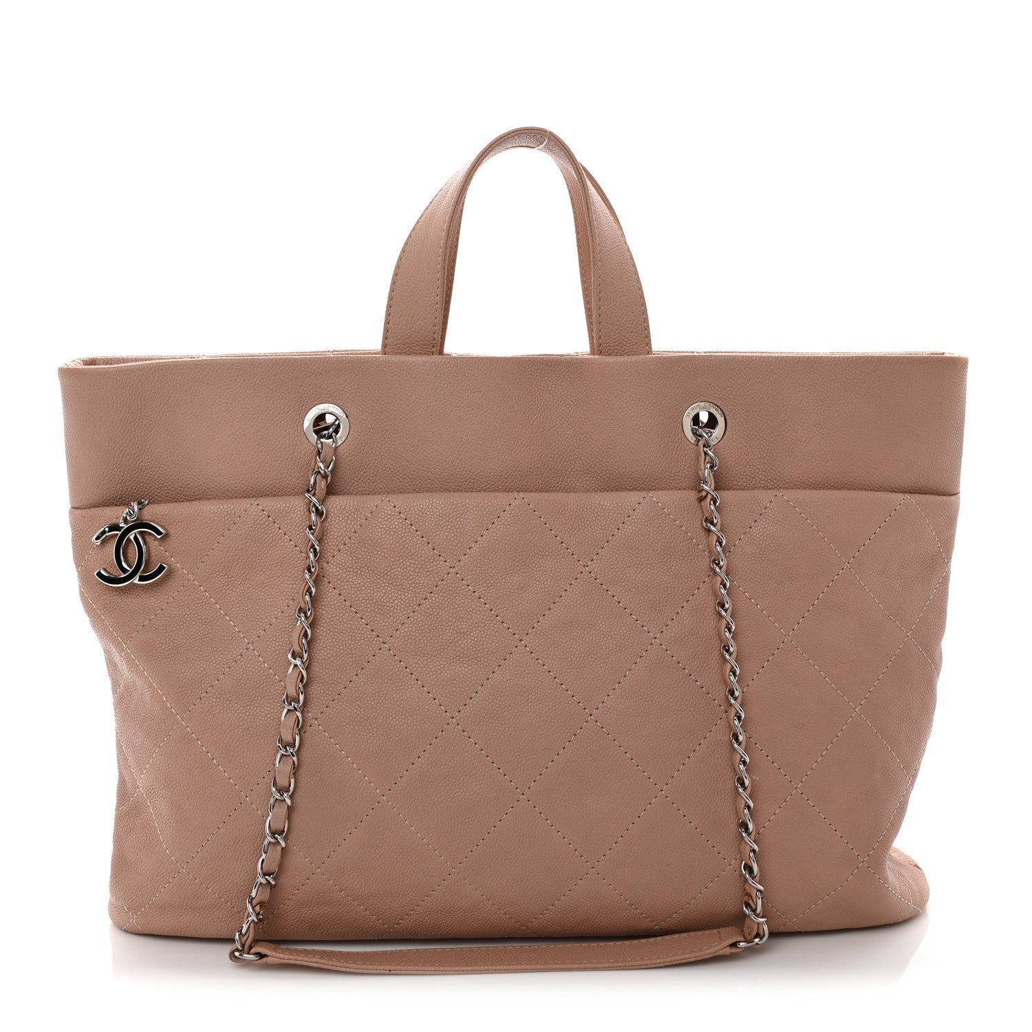 Chanel Caviar Quilted Shopping Tote Pink
