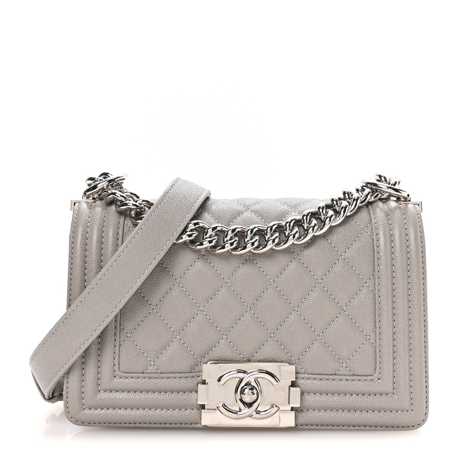 Chanel Caviar Quilted Small Boy Flap Grey