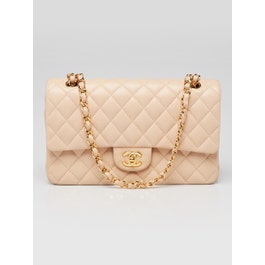 Chanel Beige Clair Quilted Lambskin Leather Classic Medium Double Flap Bag