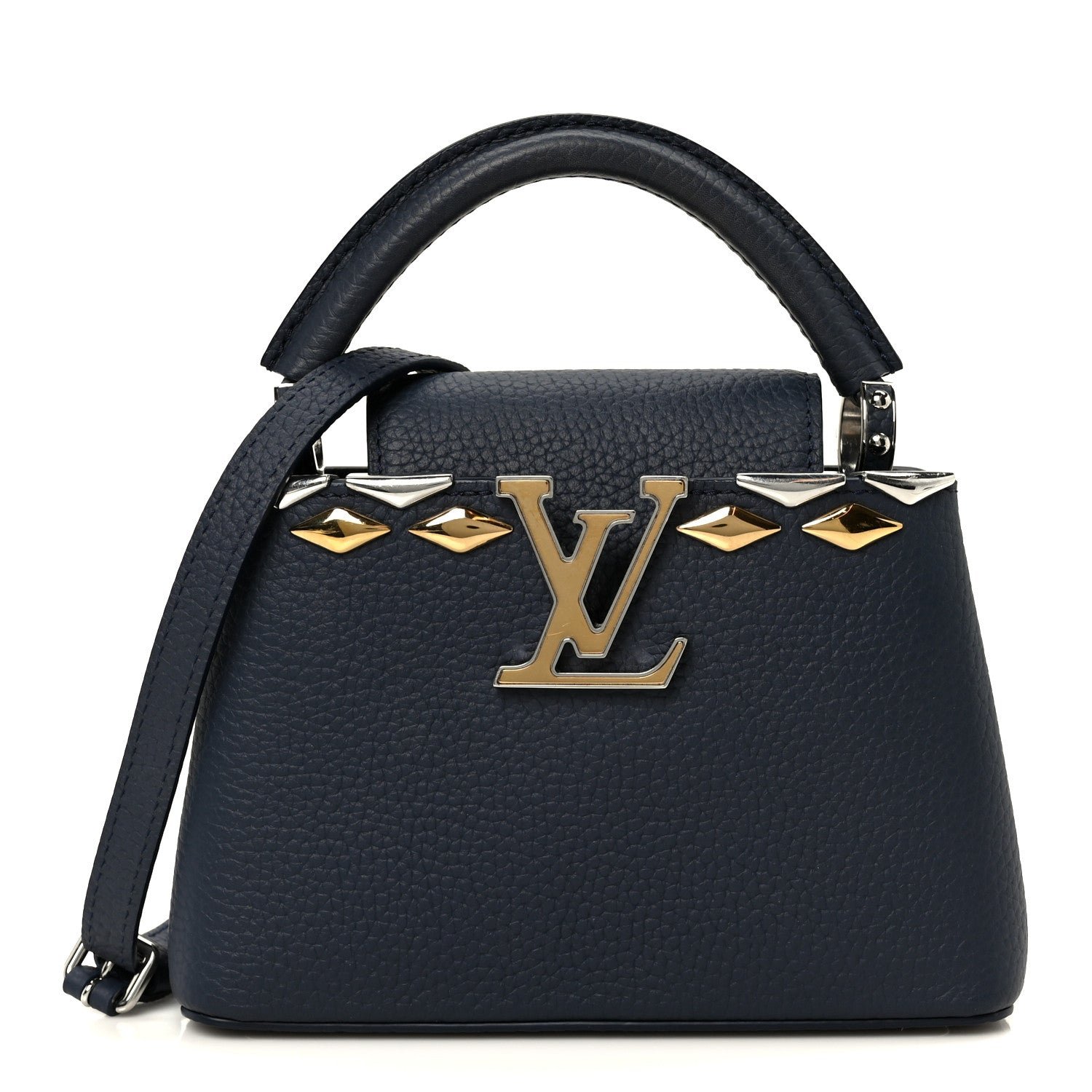 Louis Vuitton Louis Vuitton Taurillon Embellished Malletage Crown Mini Capucines Navy