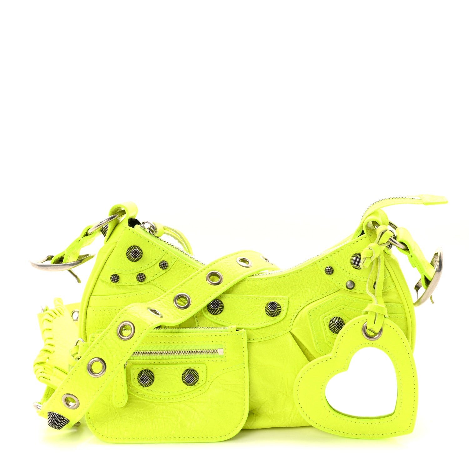 Balenciaga Agneau Arena Le Cagole Shoulder Bag XS Fluo Yellow
