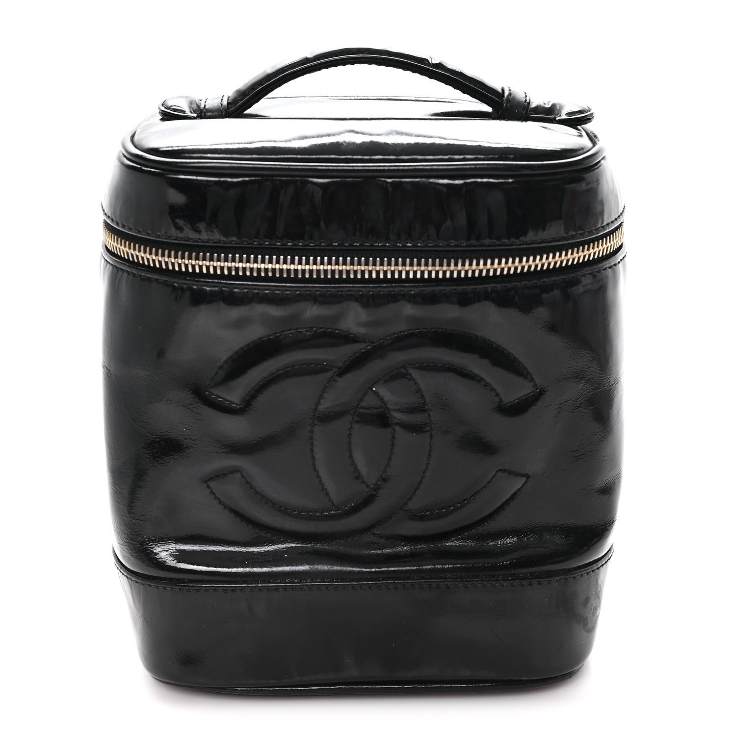 Chanel Patent Timeless Vanity Cosmetic Case Black