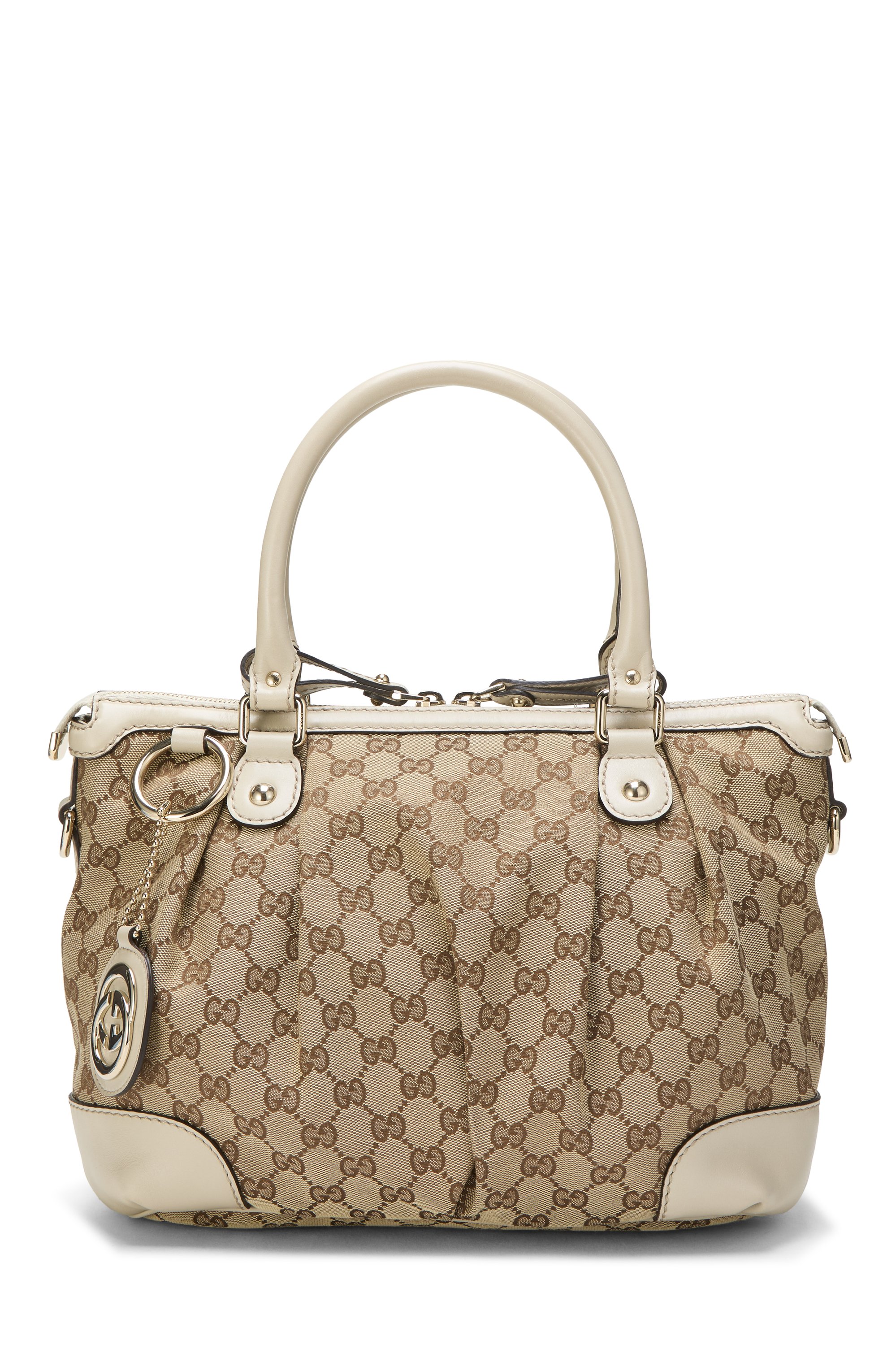 White Original GG Canvas Sukey Zip Handbag Large