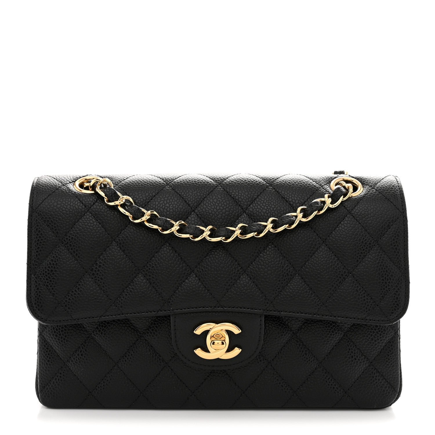 Caviar Quilted Small Double Flap Black
