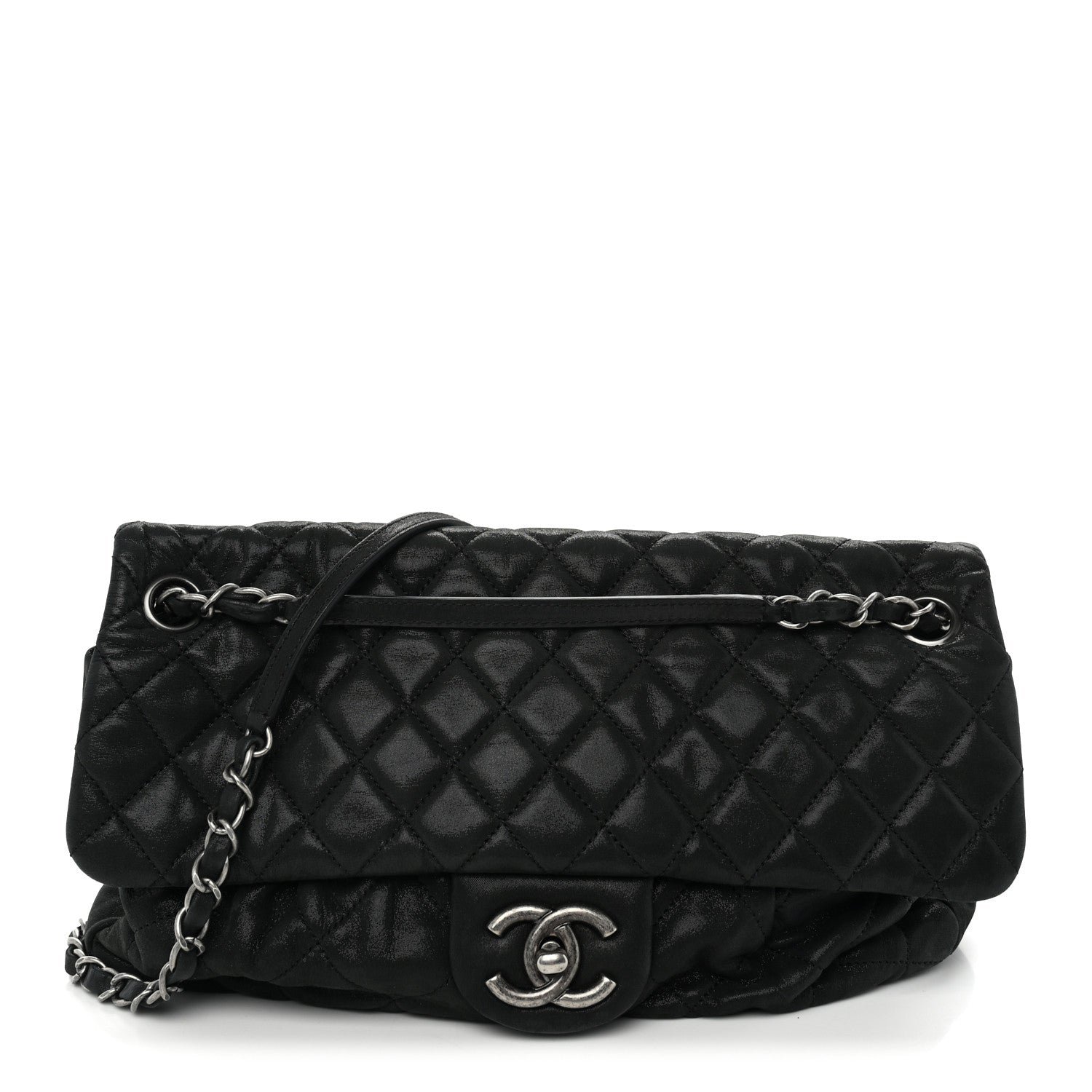 Chanel Iridescent Calfskin Quilted East West Flap Black