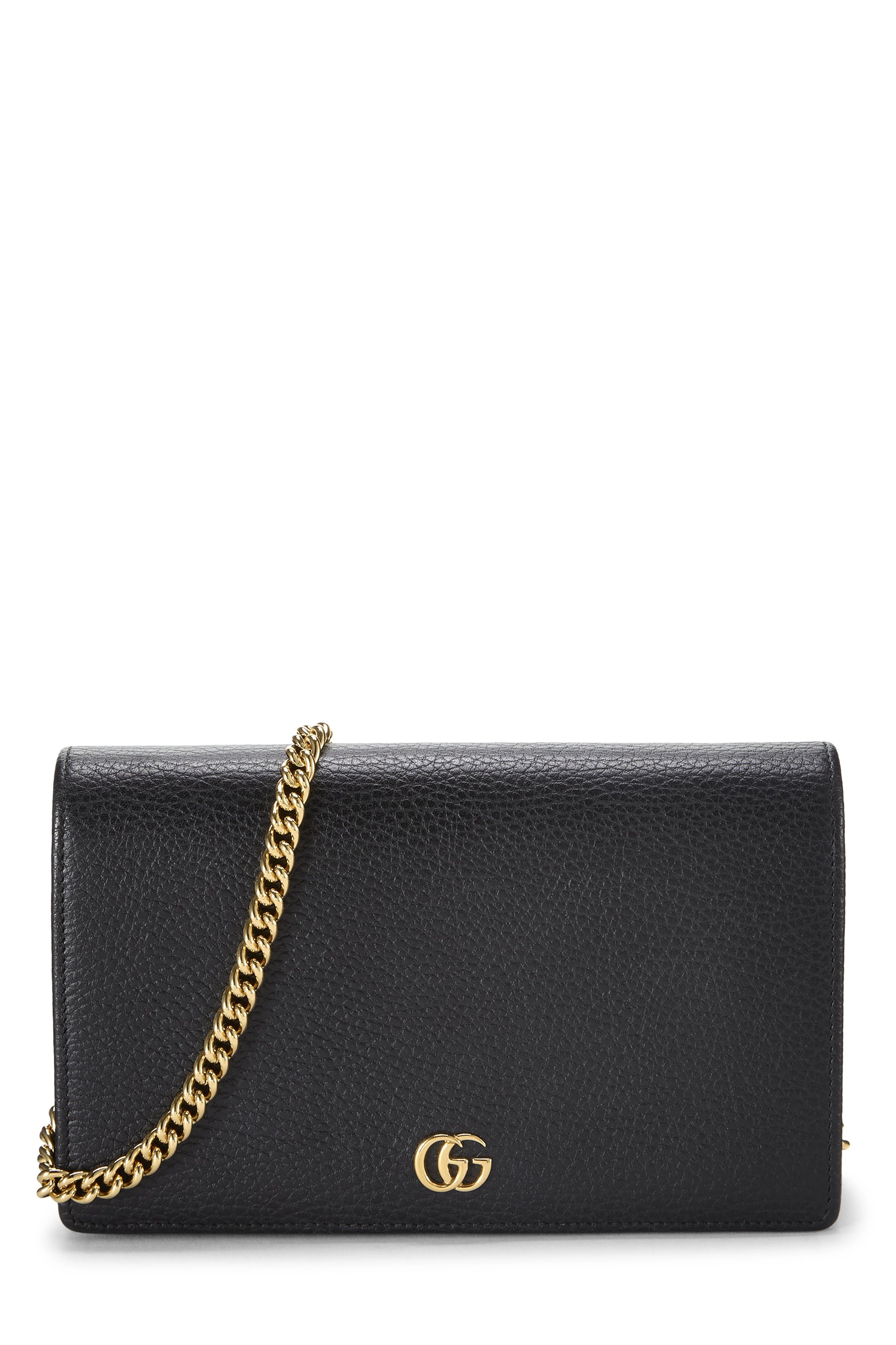 Black Leather GG Marmont Wallet On Chain (WOC) Mini