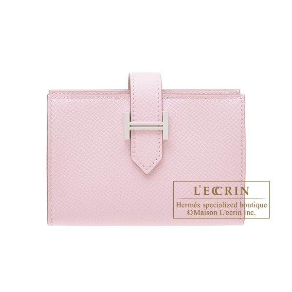 Hermes Bearn Mini wallet Mauve pale Epsom leather Silver hardware