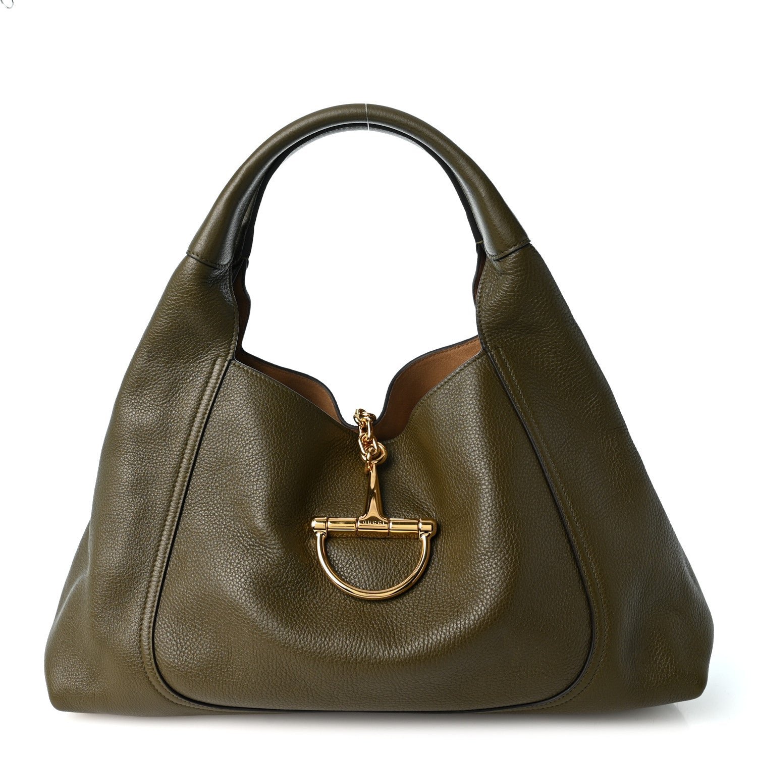 Gucci Grained Calfskin Softbit Maxi Shoulder Bag Forest Green