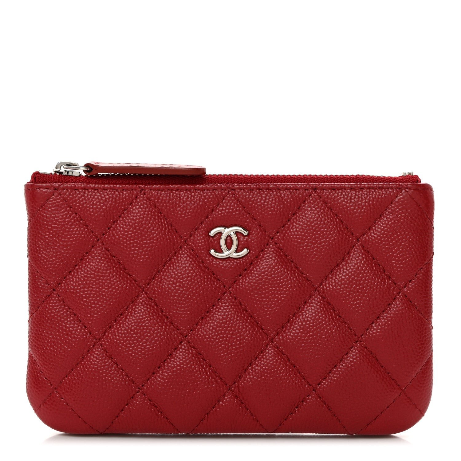 Chanel Caviar Quilted Small Cosmetic Case Red