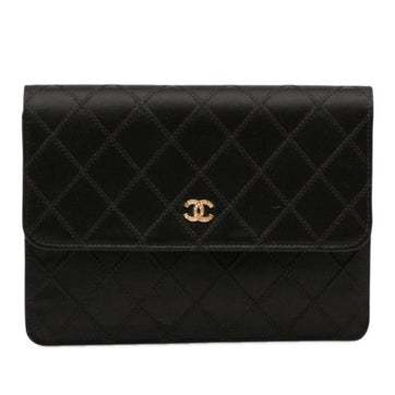 Satin CC Satin Diamond Stitch Clutch