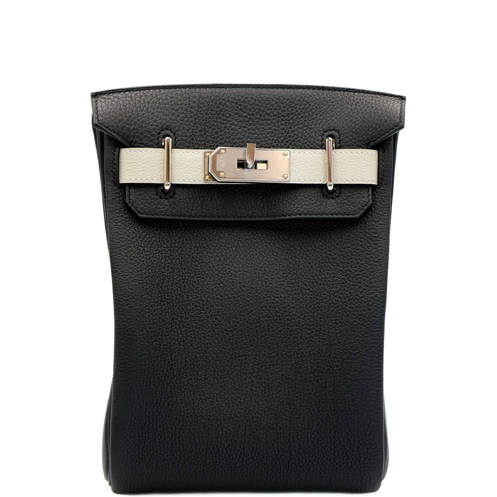 Hermes Hermès Birkin HSS HAC A Dos PM Black Togo and Craie Swift Palladium Hardware