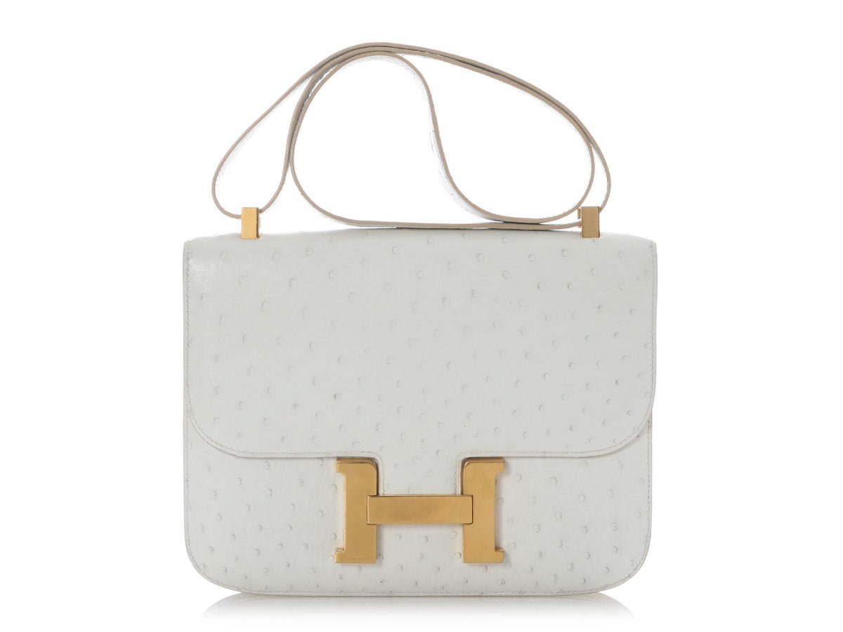 Hermes Hermès Vintage White Ostrich Constance 23