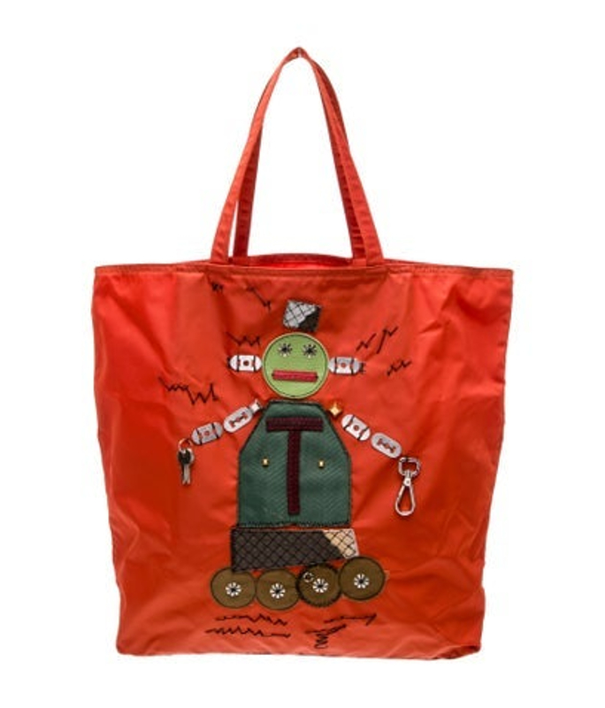 Prada Enameled Metal Triangle Tote