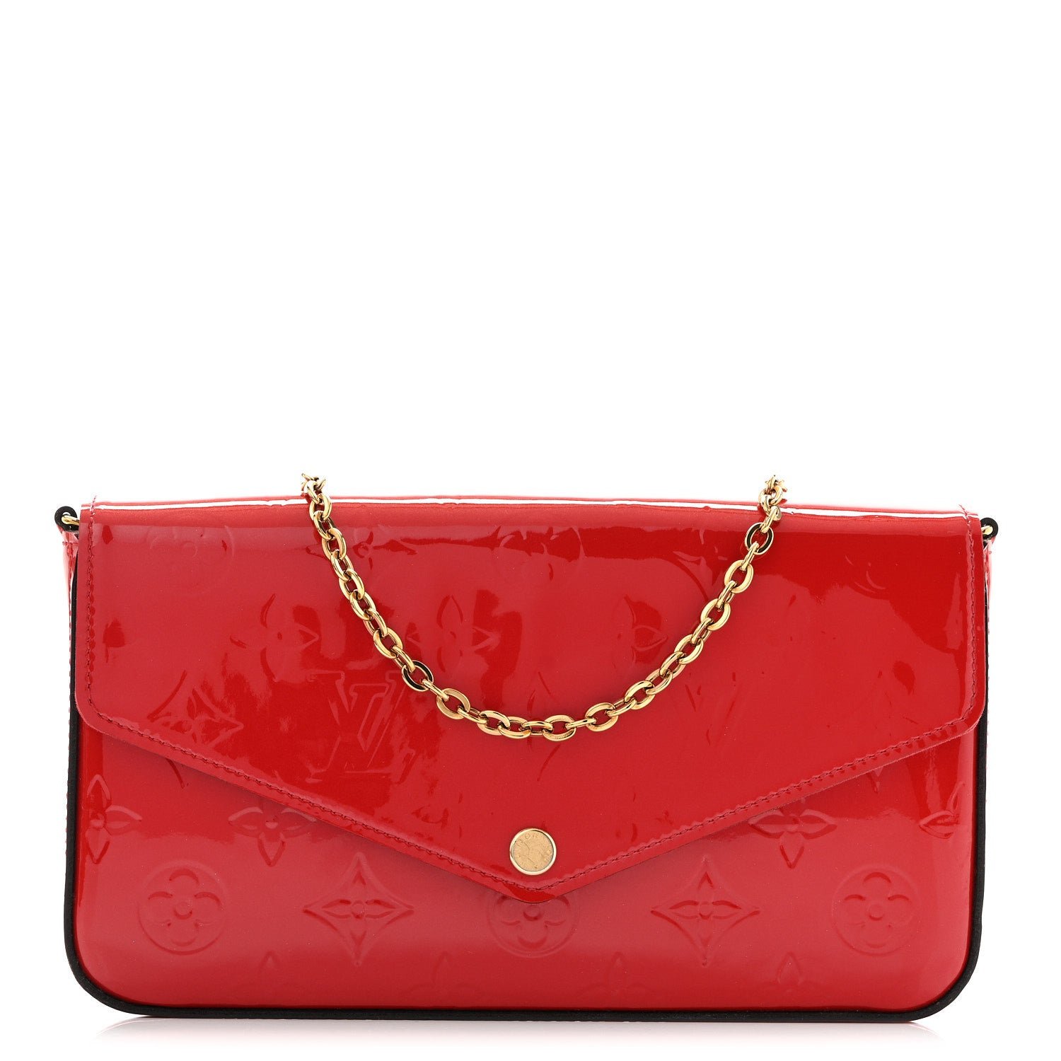Louis Vuitton Vernis Felicie Pochette Chain Wallet Cherry