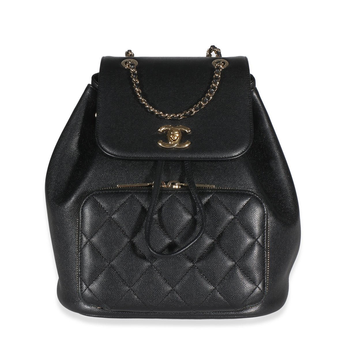 Black Quilted Caviar Business Affinity Backpack