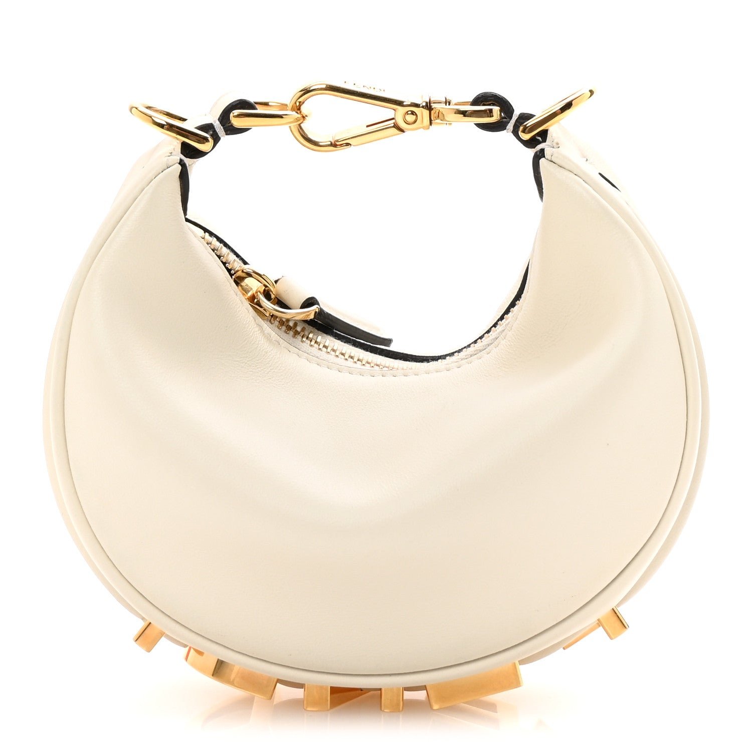 Fendi Vitello Grace Matte Nano Fendigraphy Hobo Charm White Ice