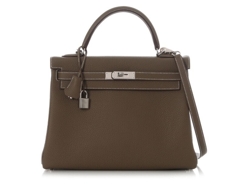 Hermes Etoupe Clemence Retourne Kelly 32 Palladium Hardware, 2025