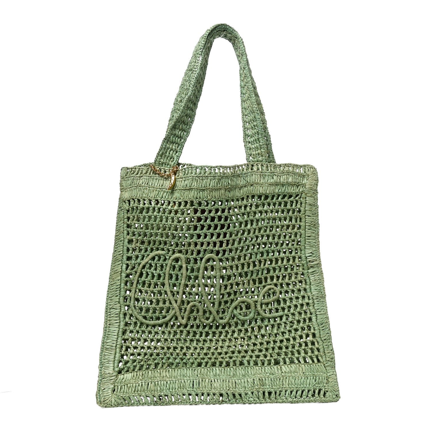 Chloe Raffia Summer Banana Tote Tea Leaf Green
