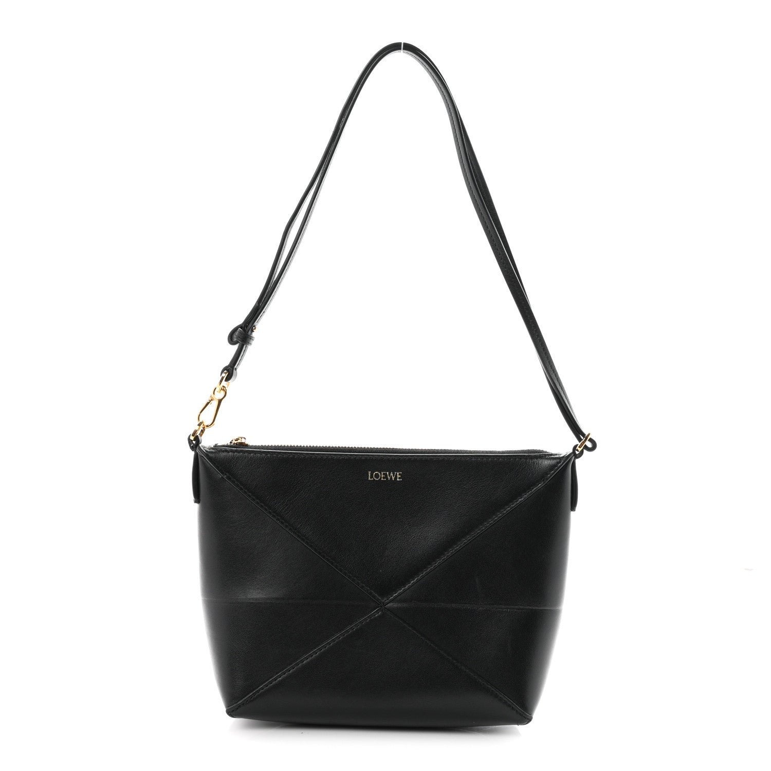 Loewe Shiny Calfskin Puzzle Fold Pouch Black