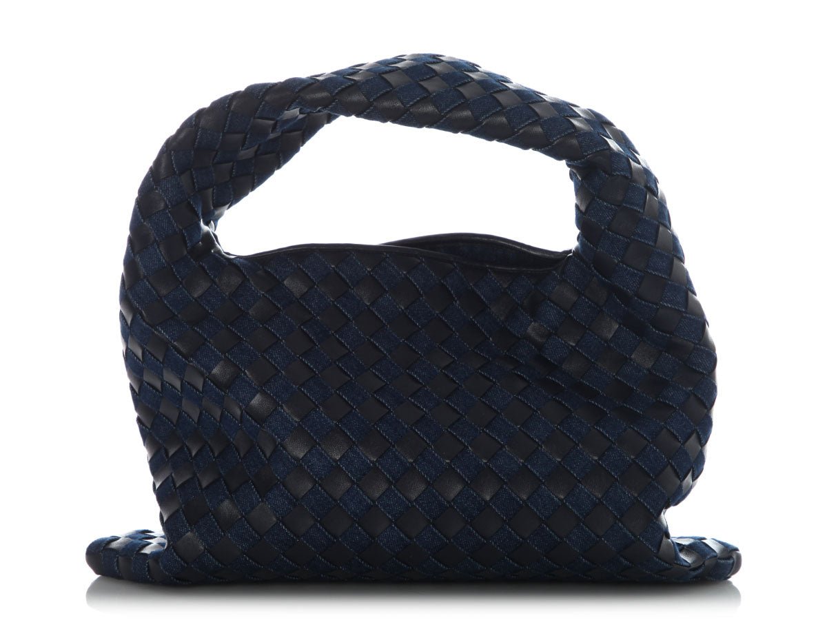 Bottega Veneta Bottega Veneta Small Abyss Denim and Leather Intrecciato Hop Bag