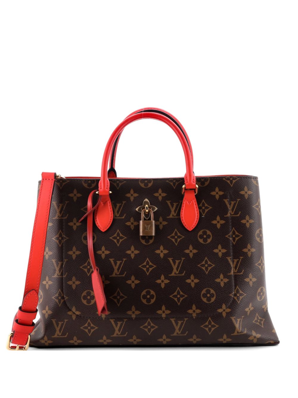 Flower Monogram Canvas with Leather tote bag