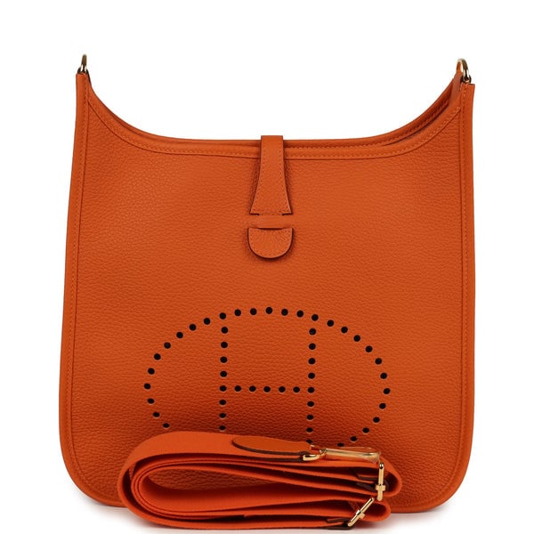 Hermes Hermes Evelyne III PM Orange Clemence Gold Hardware
