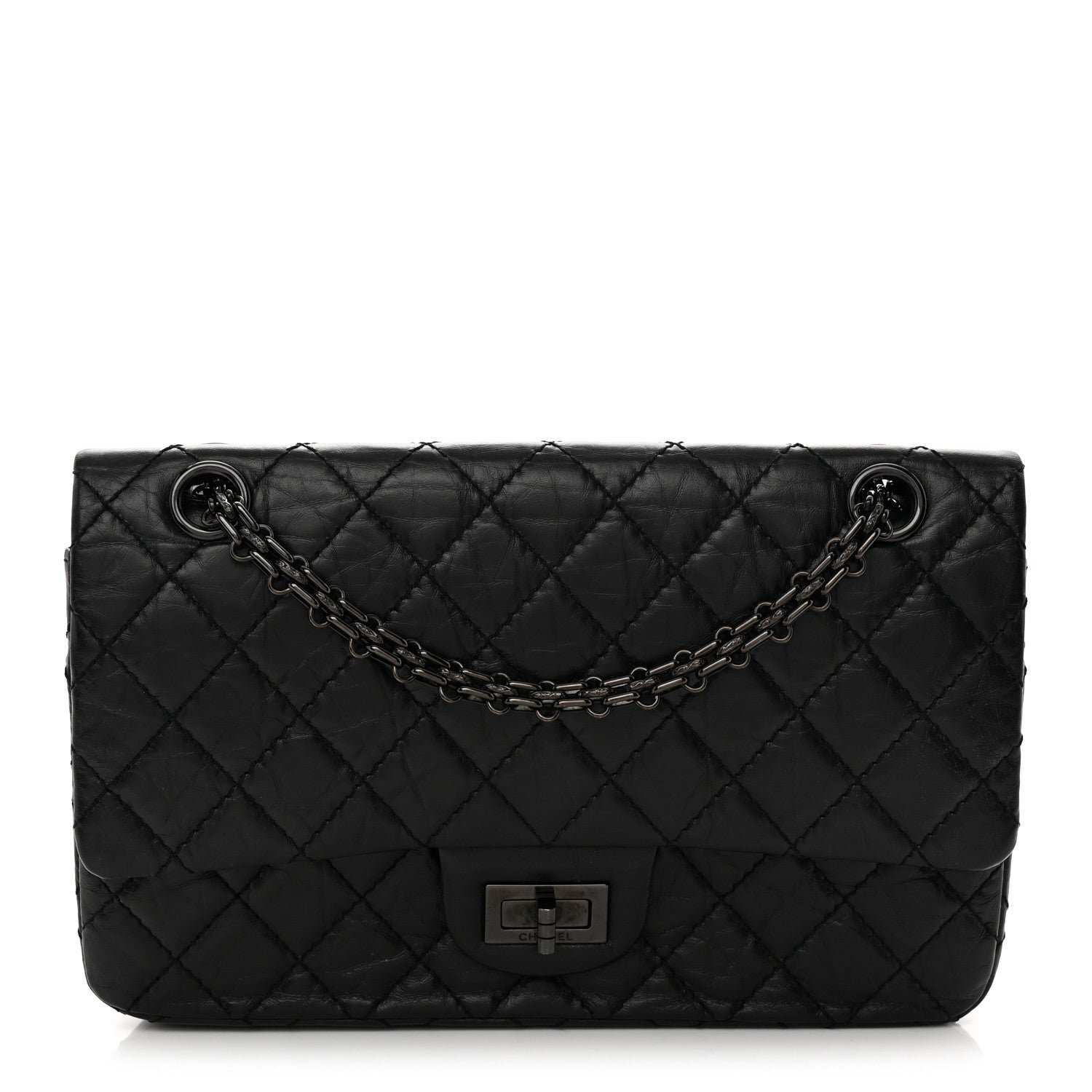 Chanel Chanel Aged Calfskin Quilted 2.55 Reissue 225 Flap So Black