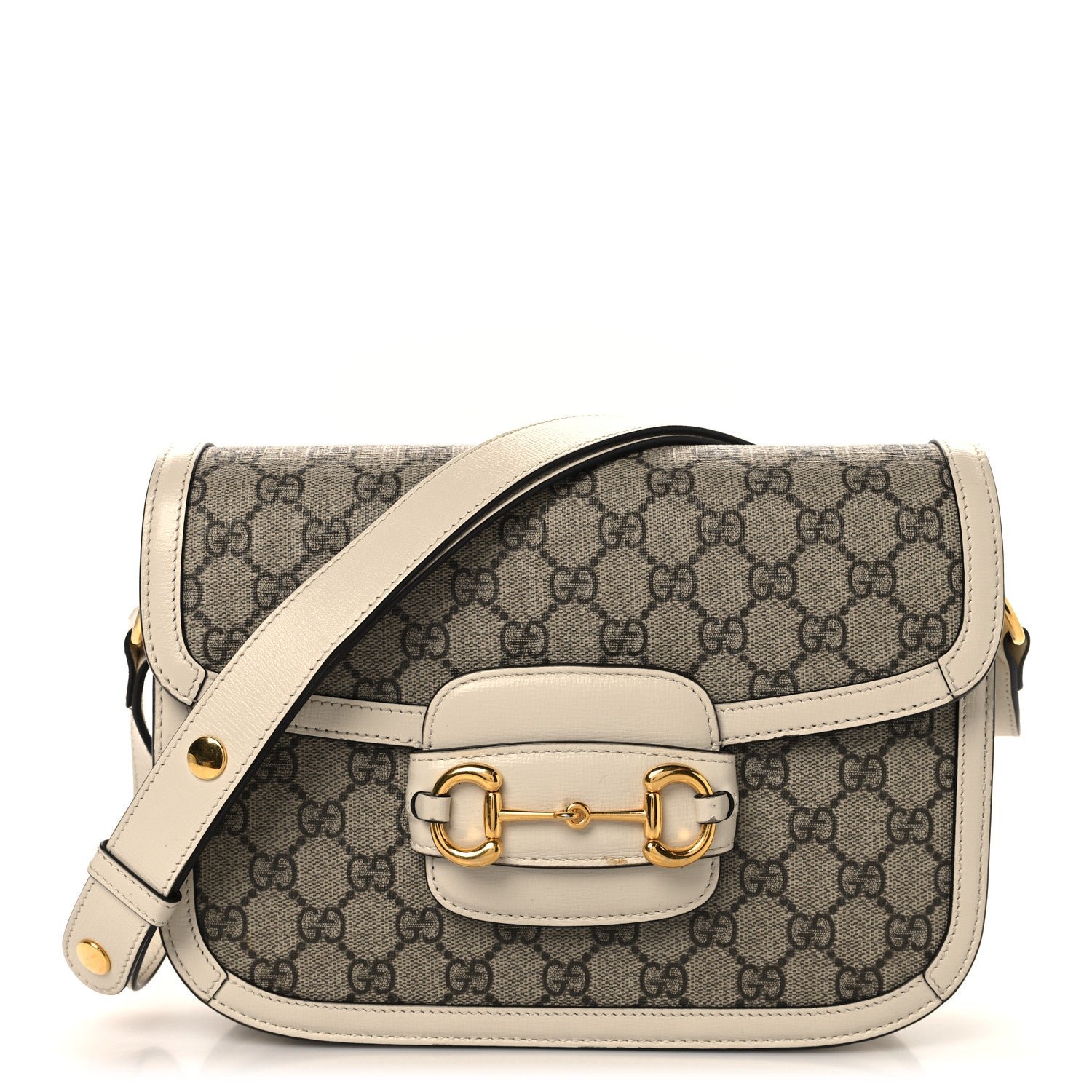 Gucci GG Supreme Monogram Horsebit 1955 Shoulder Bag Beige Mystic White