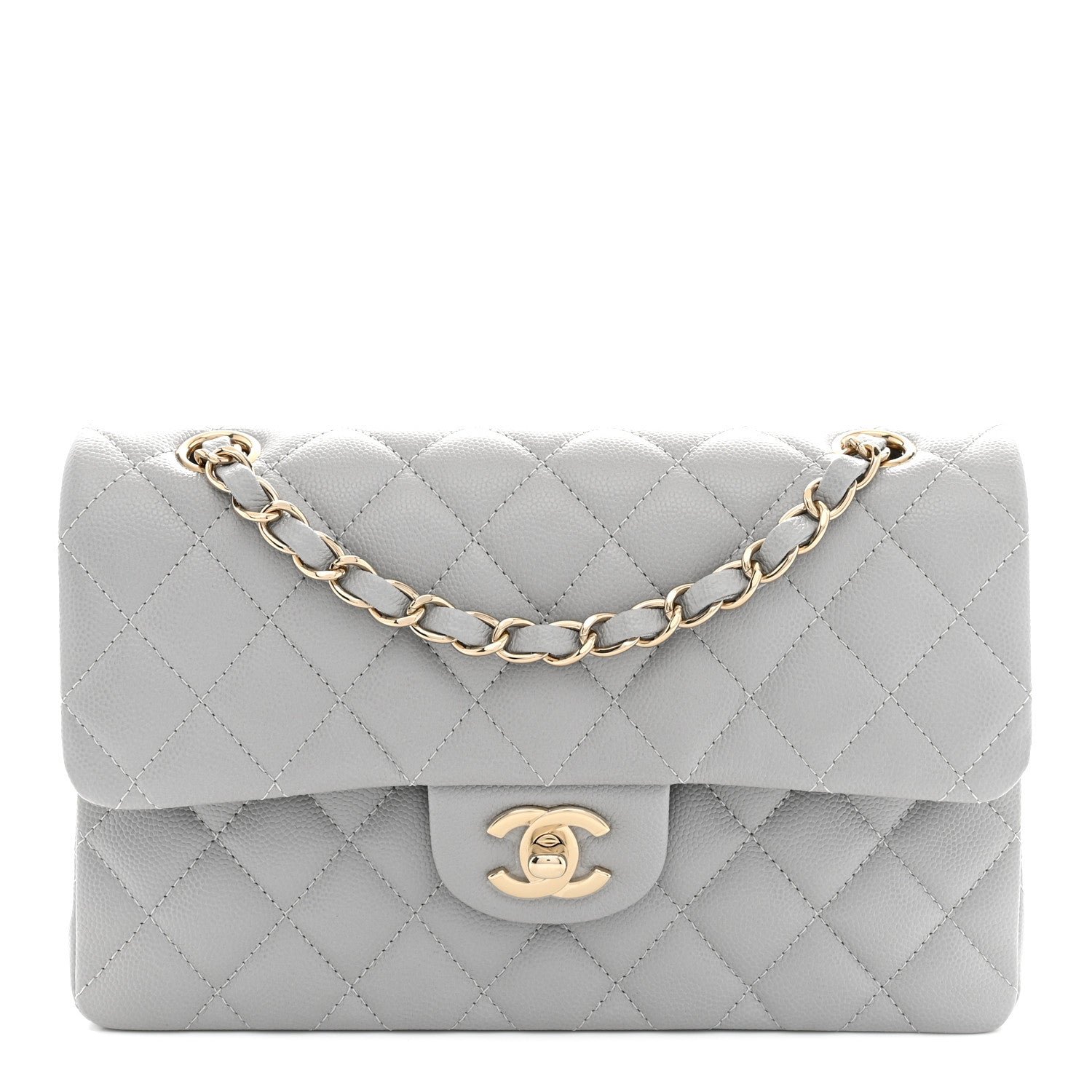 Chanel Caviar Quilted Small Double Flap Grey