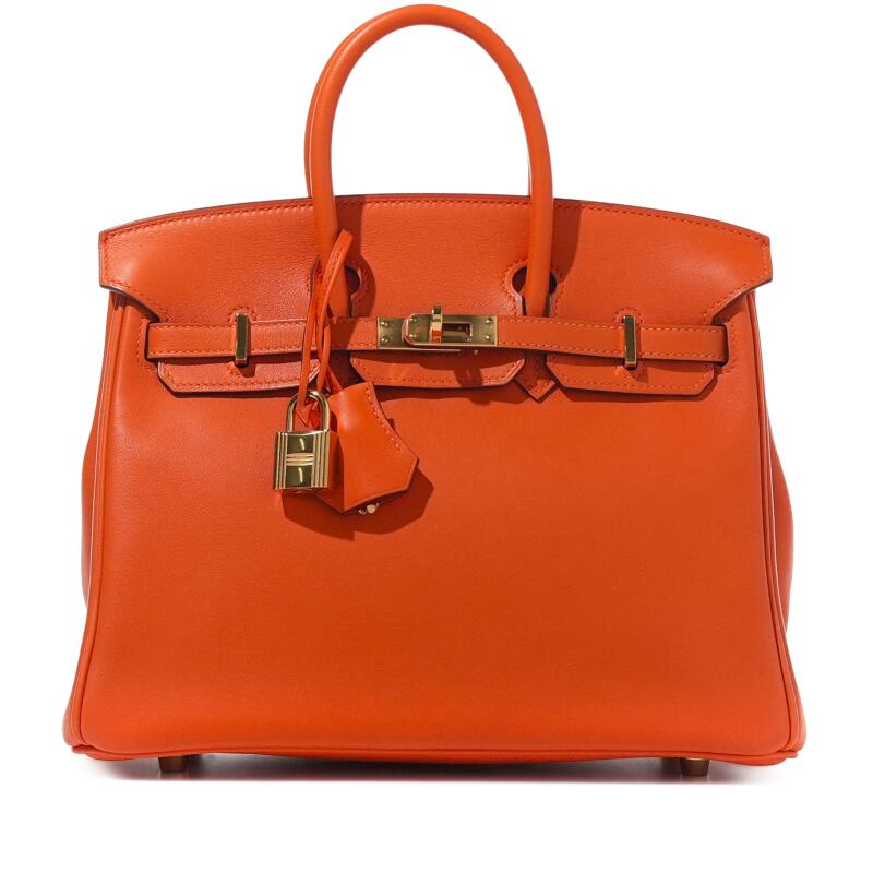Hermes Orange H Swift Birkin 25 Gold Hardware