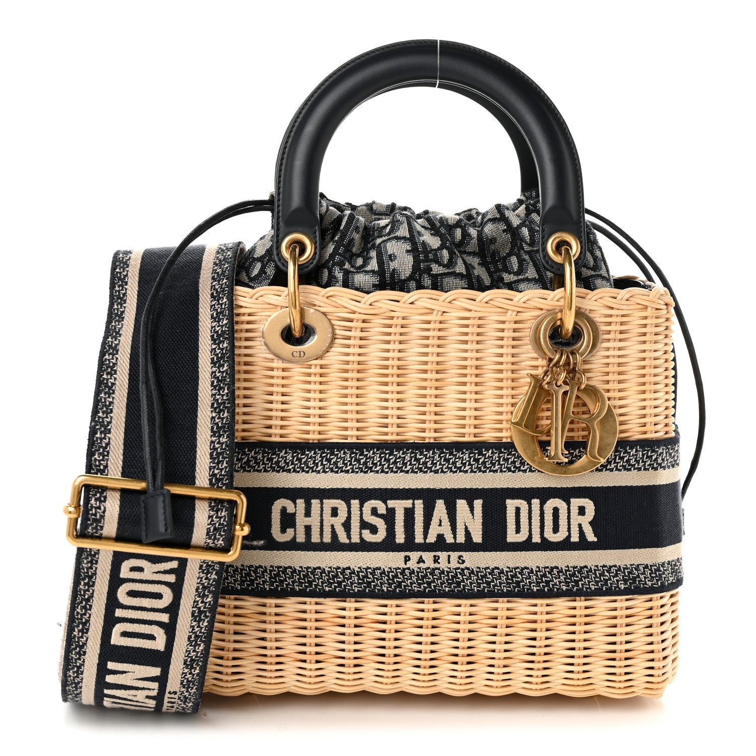 Christian Dior Wicker Oblique Medium Lady Dior Bag Blue