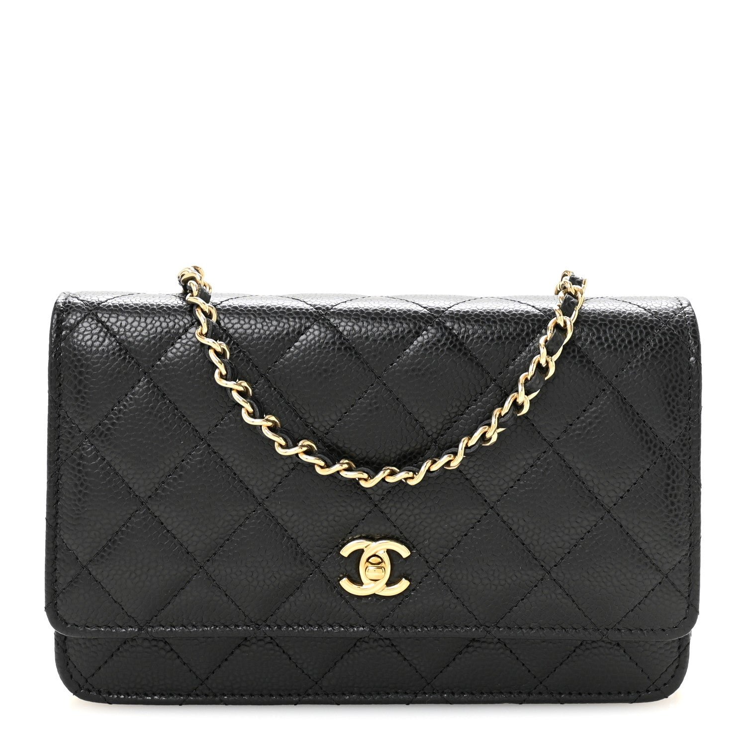 Chanel Caviar Quilted CC Turnlock Wallet On Chain WOC Black