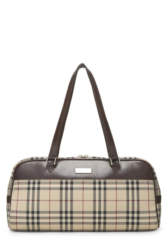 Brown Check Nylon Long Bowler