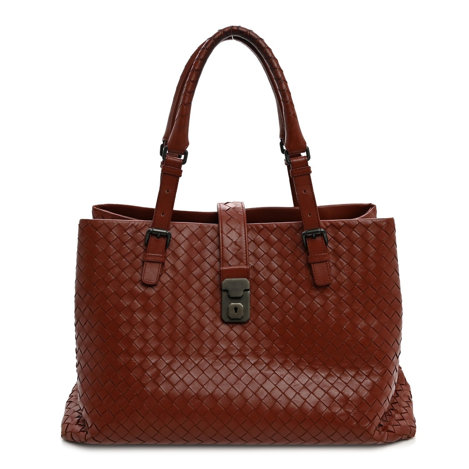 Bottega Veneta Nappa Intrecciato Medium Roma Tote Brique