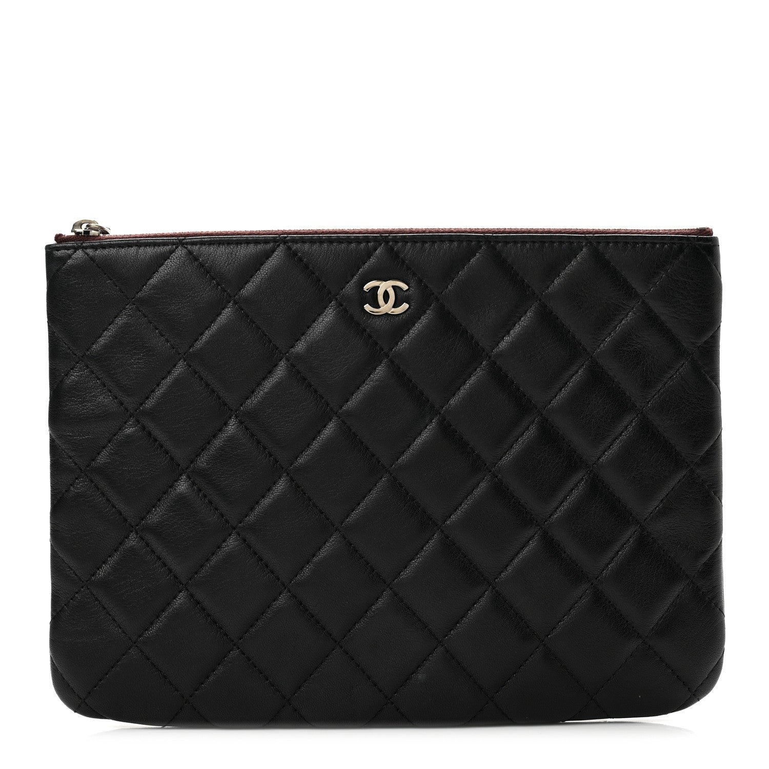 Chanel Lambskin Quilted Medium Cosmetic Case Black