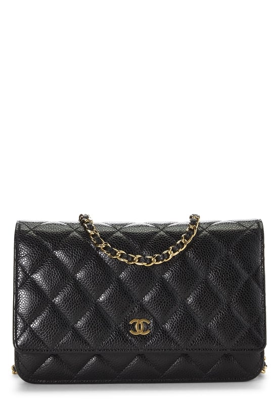Black Caviar Classic Quilted Wallet On Chain (WOC)