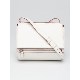 Givenchy Givenchy White Grained Leather Pandora Box Medium Shoulder Bag