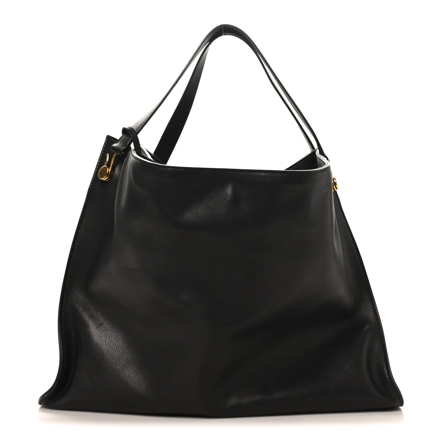 The Row Polished Saddle Calfskin Alexia Bag Black