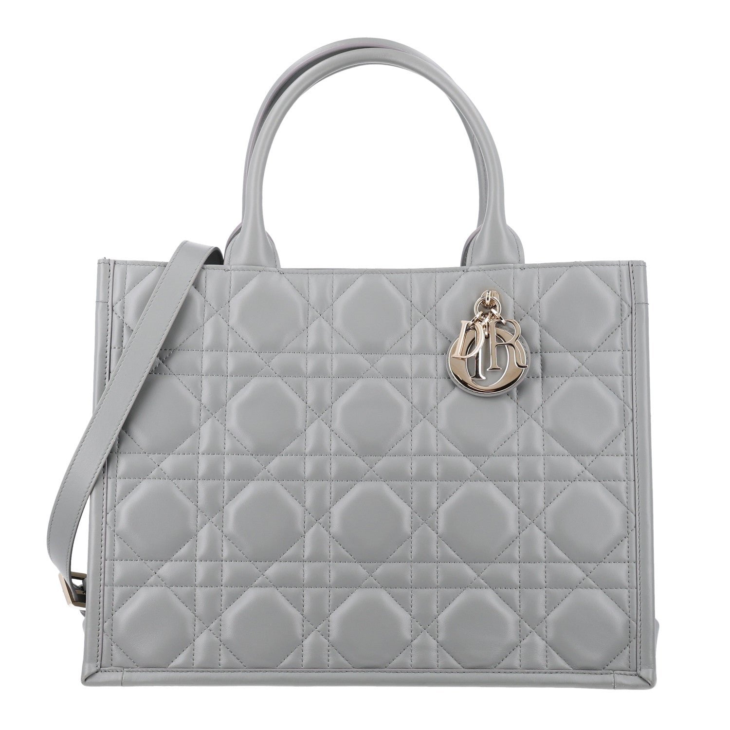 Christian Dior Calfskin Macrocannage Medium Book Tote Grey