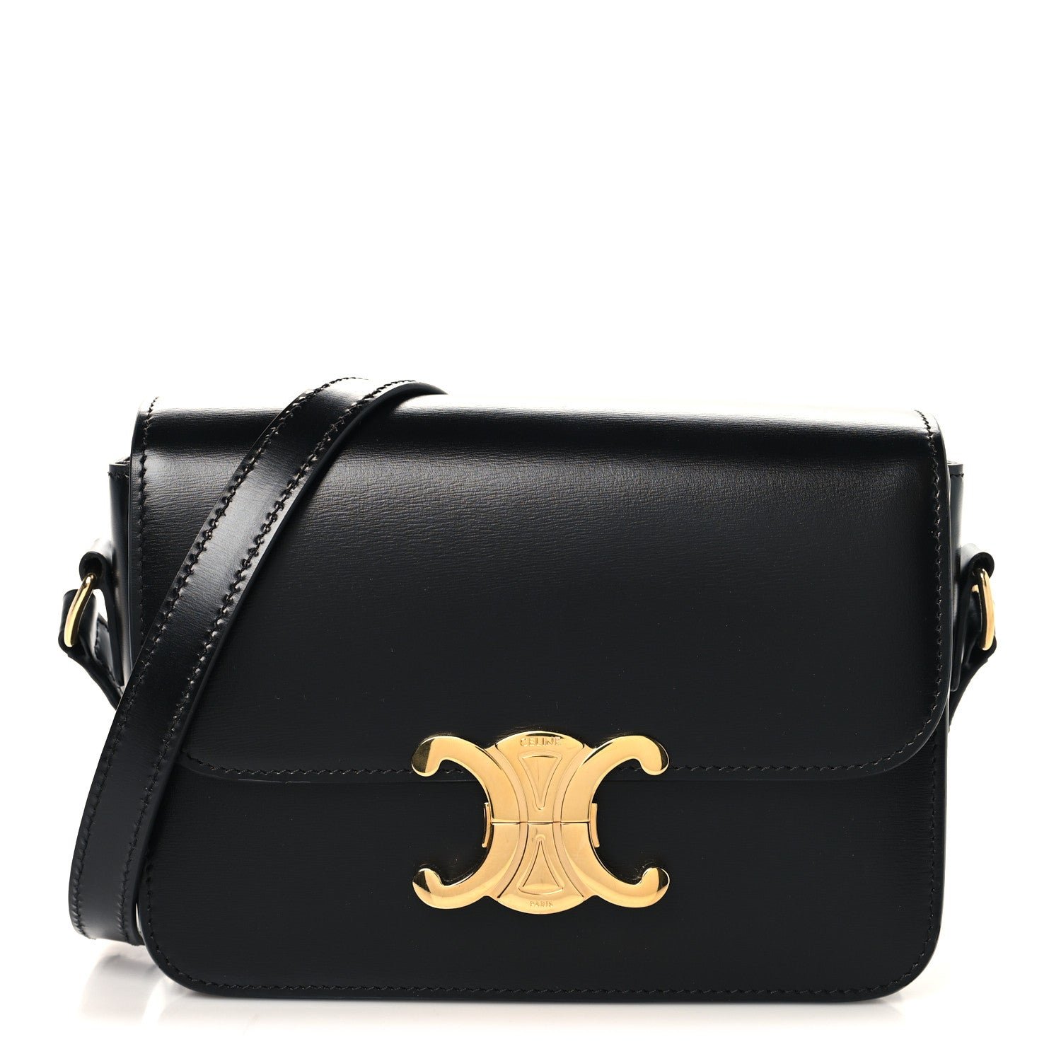 Celine Shiny Calfskin Teen Triomphe Black