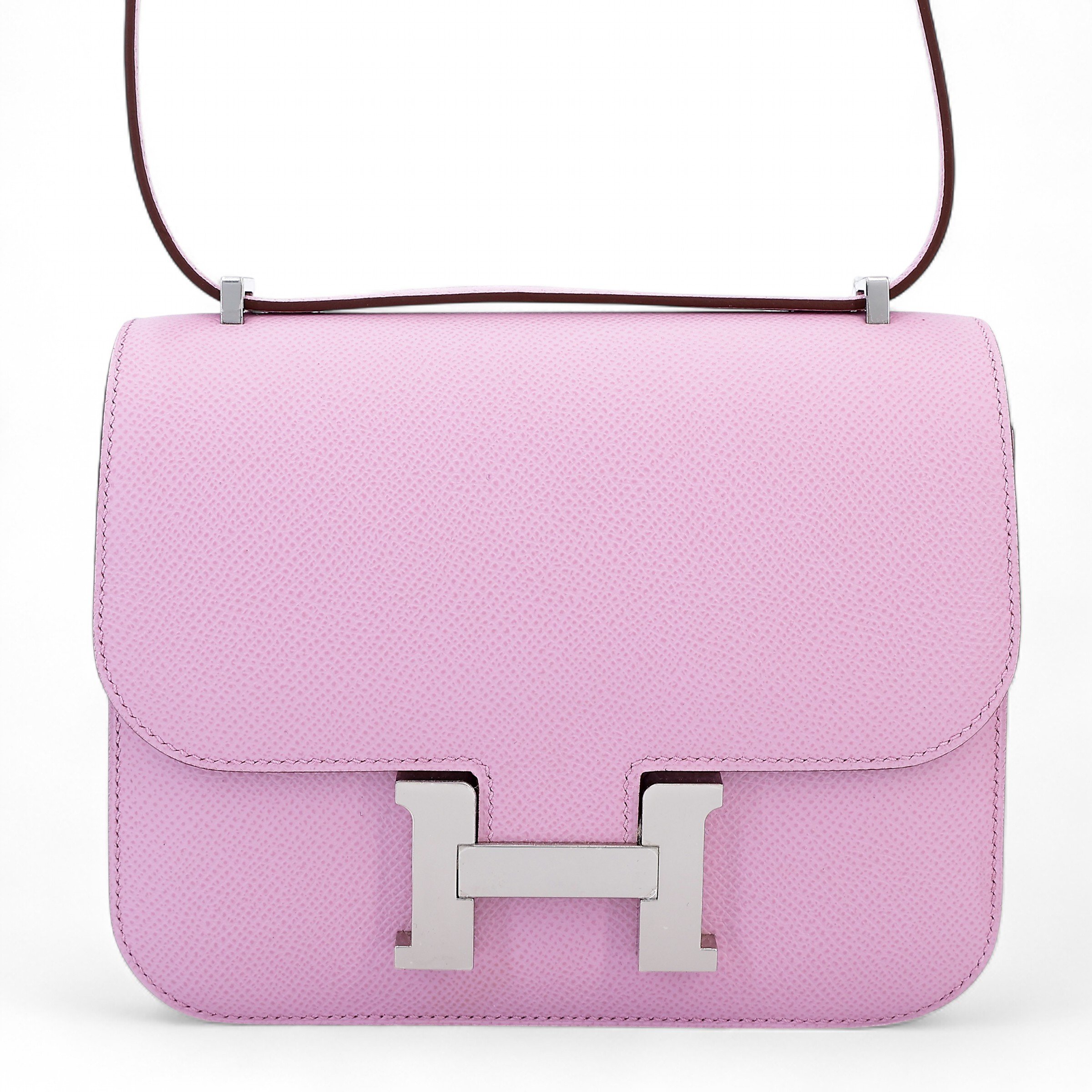 Hermes Excellent ( Rank SA ) HERMÈS Constance Mini Mauve Sylvestre (X9) Epsom Palladium hardware D (2019)